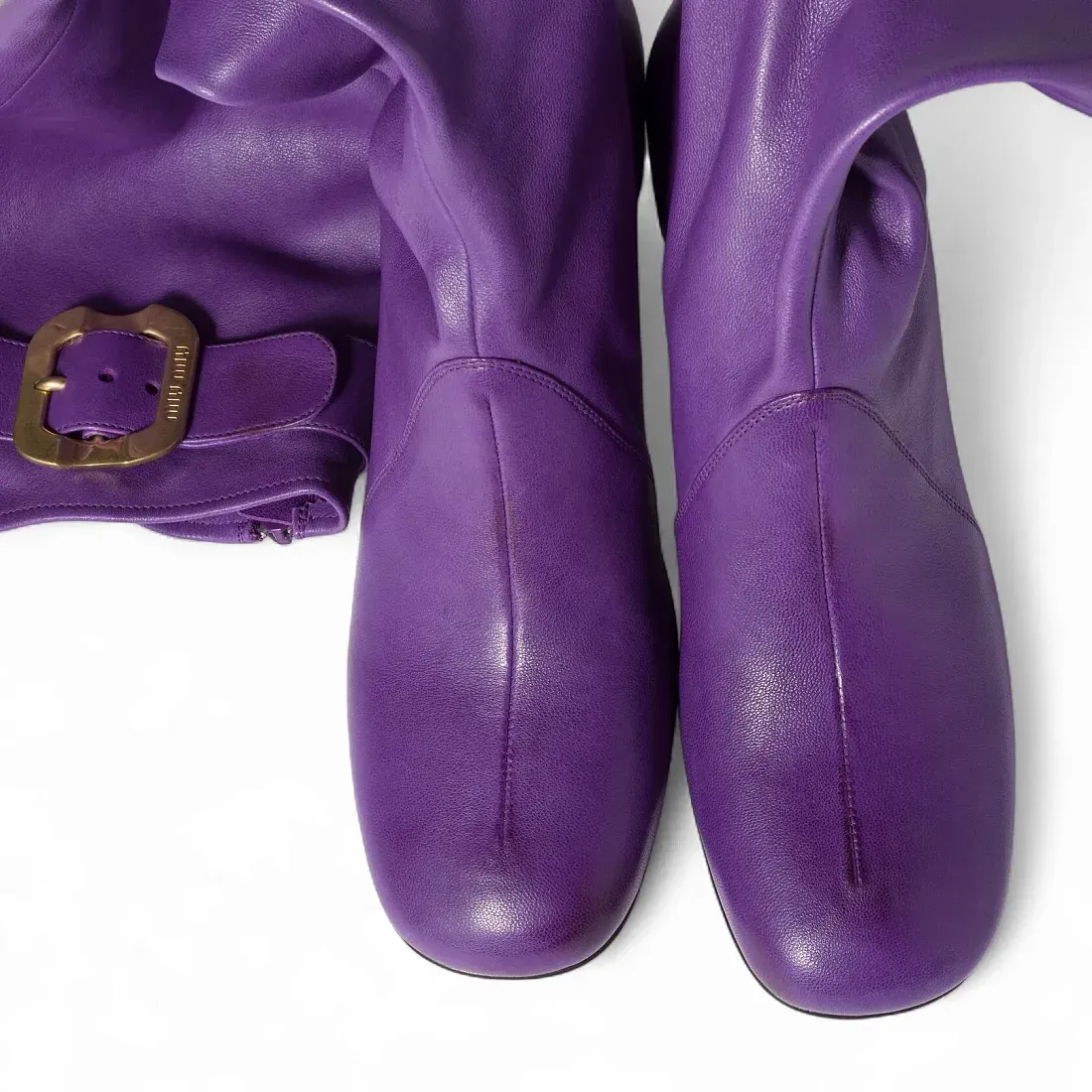Miu Miu Сапоги из кожи наппа с пряжкой Violet - фото 3