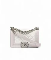 Chanel Сумка Boy White and Light Gray - фото 1