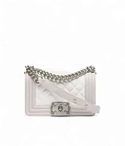 Chanel Сумка Boy White and Light Gray - фото 1
