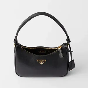 Prada Мини-сумка Re-Edition из сафьяновой кожи Black - фото 7