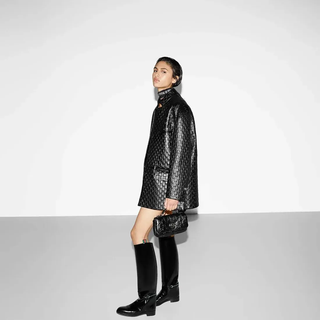 Gucci Мини-сумка с верхней ручкой GG Milano Black - фото 2