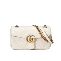 Gucci Маленькая сумка через плечо GG Marmont White Matelasse Chevron - фото 1