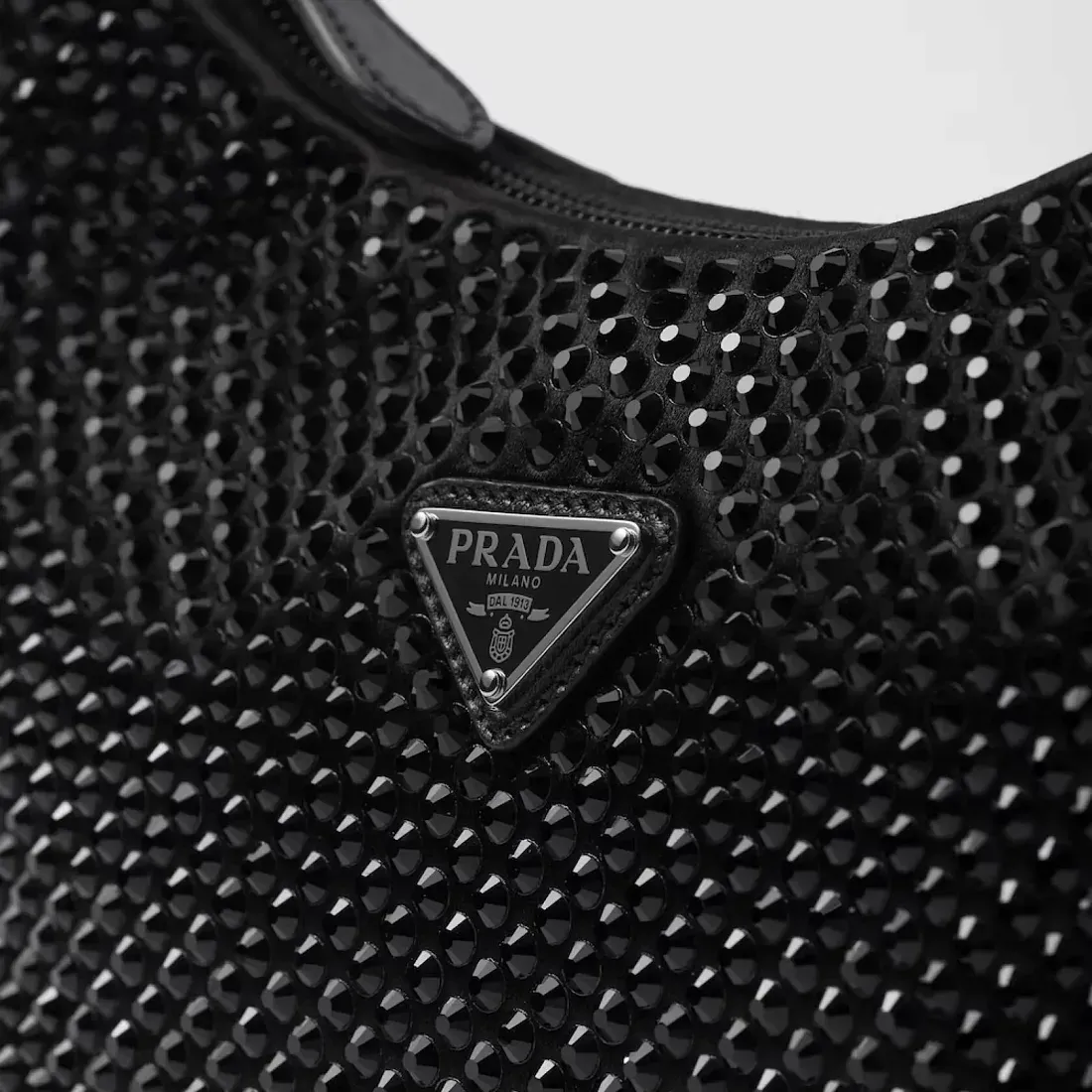 Prada Мини-сумка из сатина с кристаллами Black - фото 5