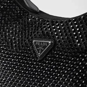 Prada Мини-сумка из сатина с кристаллами Black - фото 5
