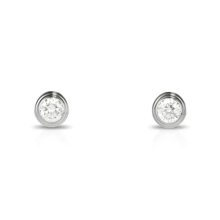 Серьги Cartier d'Amour stud earrings, 2 diamonds, medium model White Gold - фото 1