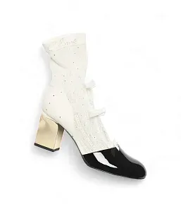 Chanel Тканевые ботильоны White/Black - фото 2