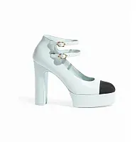 Chanel Кожаные туфли Мэри-Джейн Light Blue/Black - фото 1