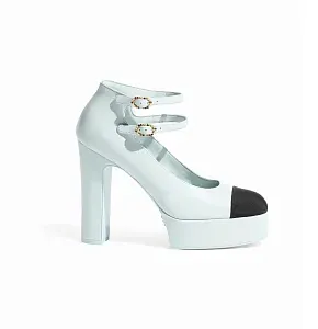 Chanel Кожаные туфли Мэри-Джейн Light Blue/Black - фото 1