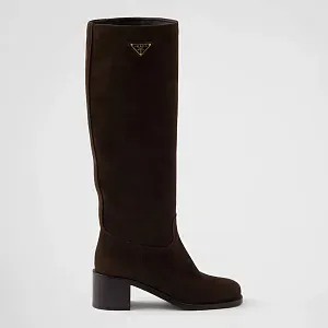 Prada Замшевые сапоги Dark Brown - фото 3