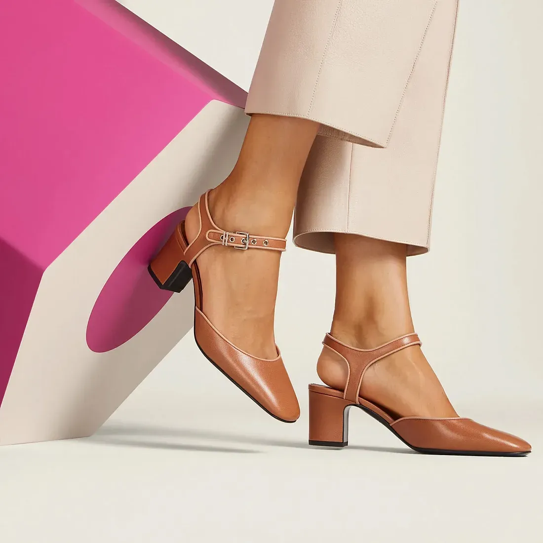Hermès Туфли Kamilla 60 Marron Alezan / Beige Perlino - фото 2
