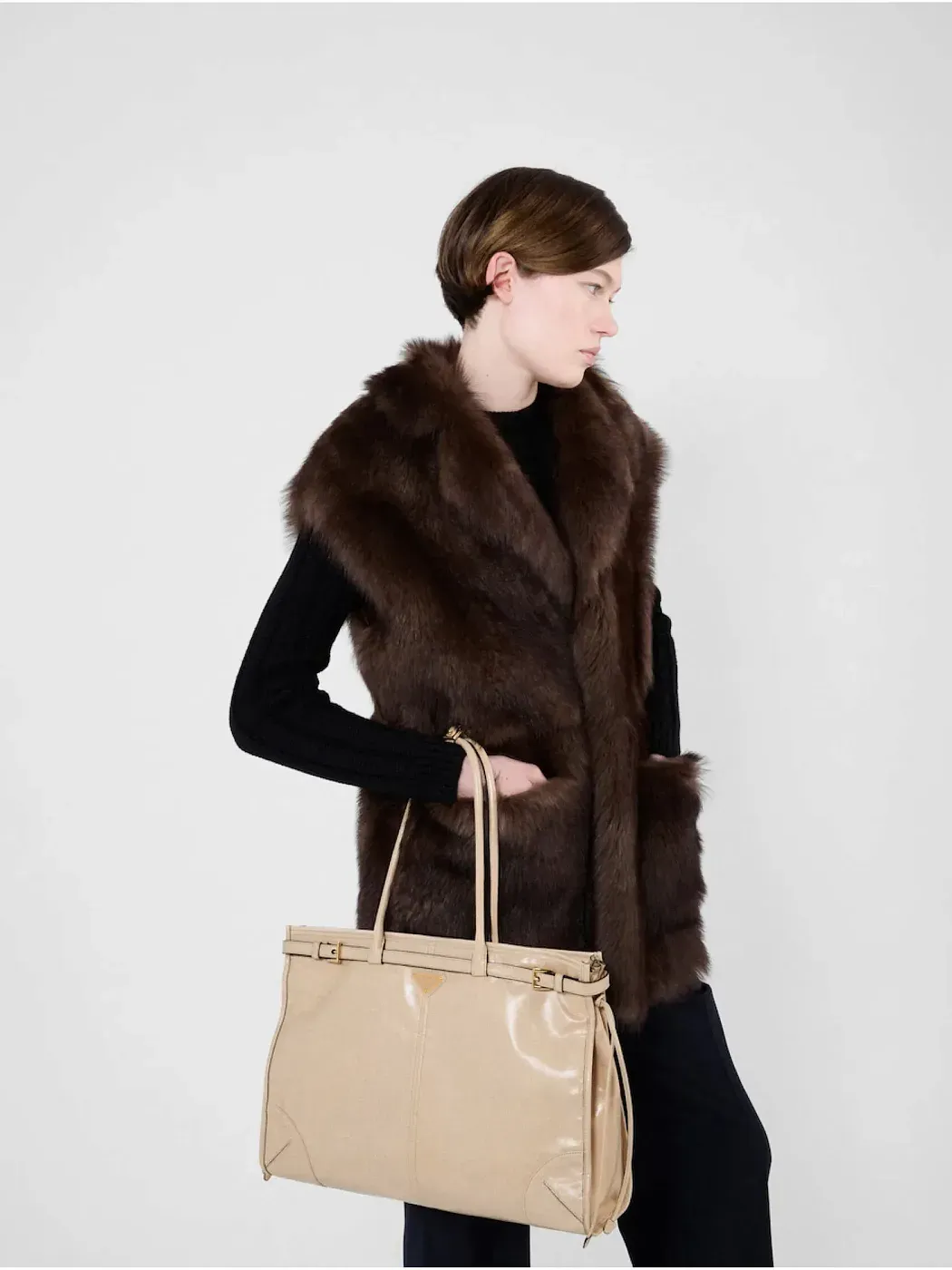 Prada Сумка большого размера из кожи Travertine - фото 5