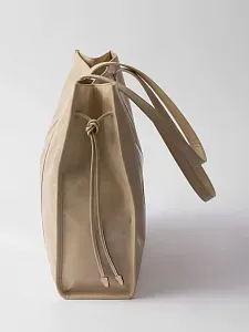 Prada Большая кожаная сумка-тоут Travertine - фото 5