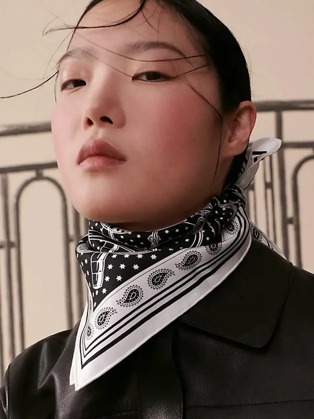 Hermès Шелковая бандана Eperon d'Or 55 Noir / Blanc - фото 2