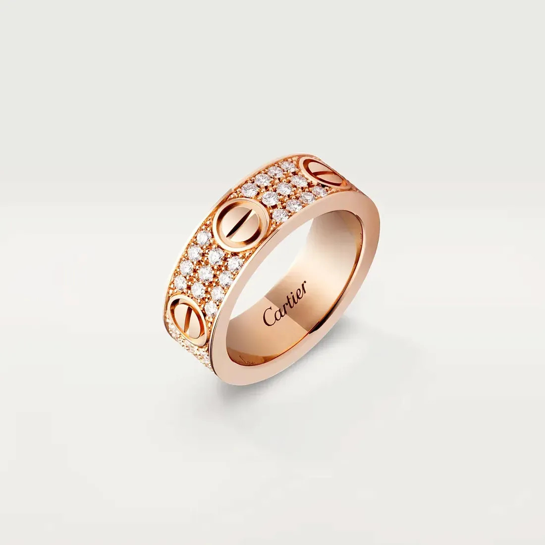Cartier Кольцо Love с бриллиантовым паве и керамикой Pink Gold - фото 4