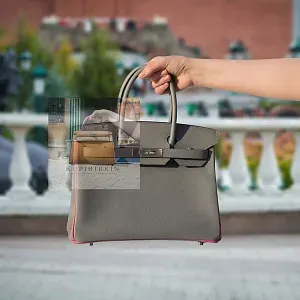 Hermès Сумка HSS Birkin 30 Gris Mouette и Rose Lipstick Epsom PHW - фото 2