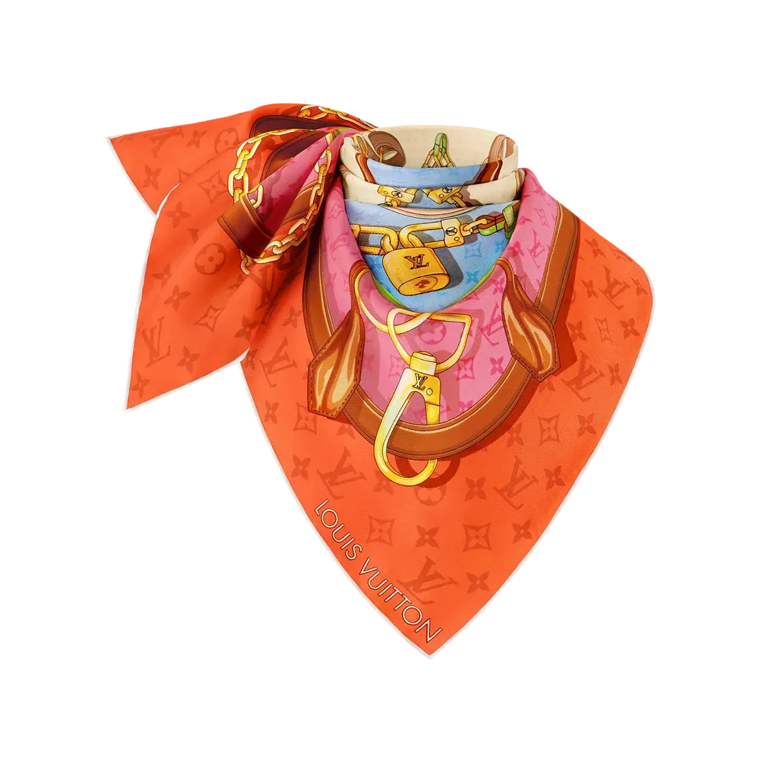 Louis Vuitton Платок-каре Flower And Straps 70 Orange - фото 3