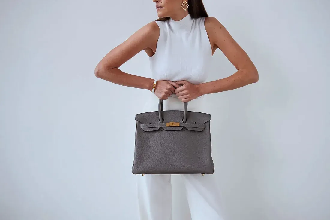 Hermès Сумка Birkin 35 Gris Meyer Togo Gold Hardaware - фото 3