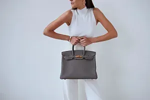 Hermès Сумка Birkin 35 Gris Meyer Togo Gold Hardaware - фото 3