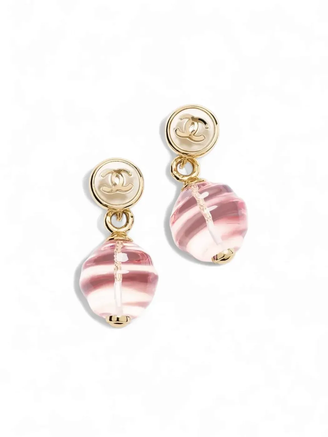 Chanel Серьги-клипсы с подвеской Gold, Pearly White and Pink - фото 2
