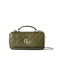 Gucci Мини-сумка с верхней ручкой GG Milano Green - фото 1