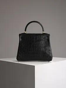 Hermès Сумка Kelly 25 Black Matt Crocodile Gold Hardware - фото 3