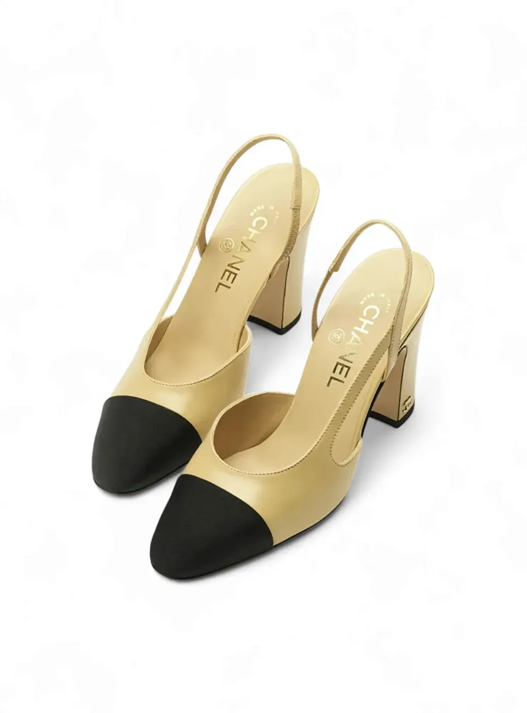 Chanel Кожаные слингбэки Beige/Black - фото 2