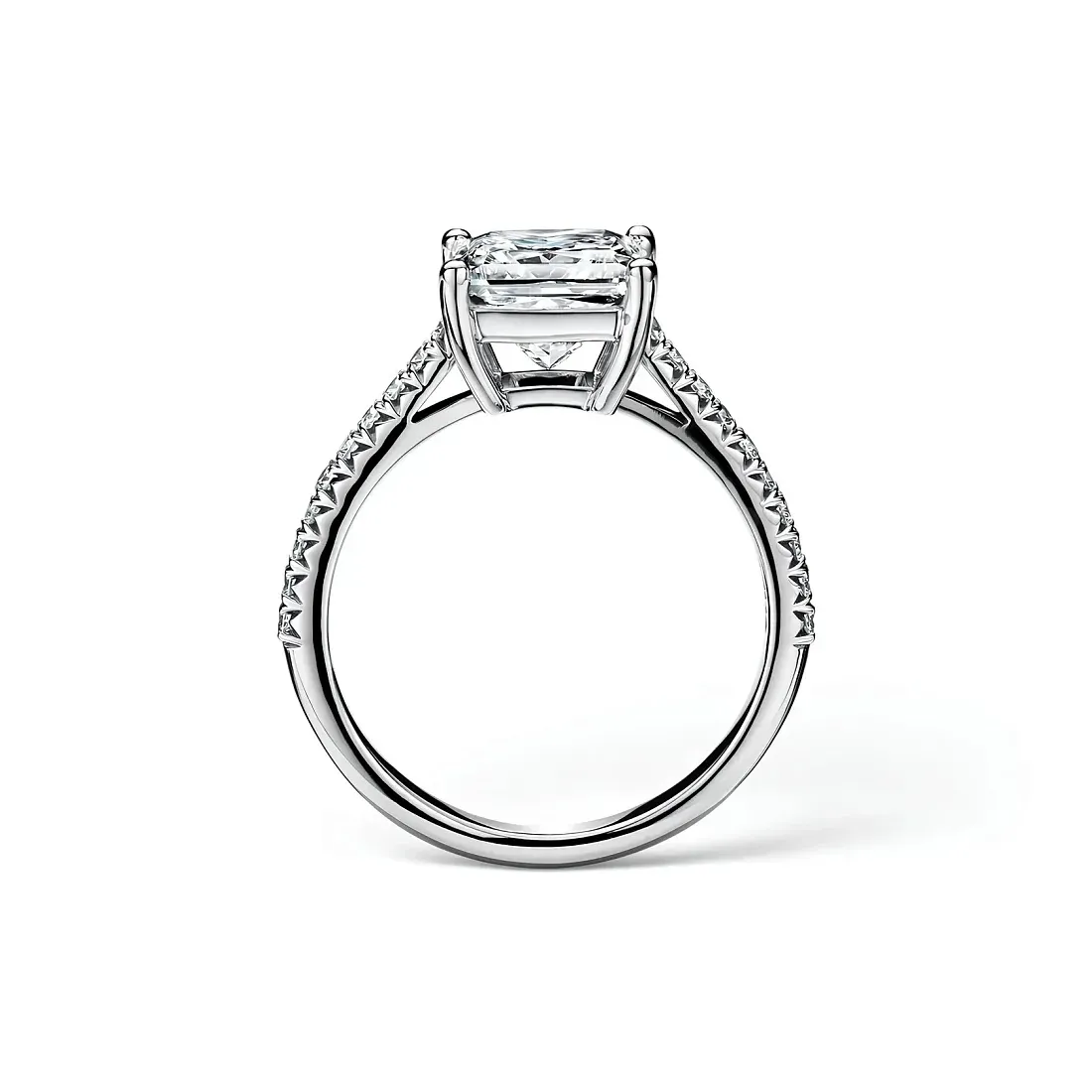 Tiffany & Co. Помолвочное кольцо Novo Princess-cut Engagement Ring with a Pave-set Diamond Band in Platinum - фото 5
