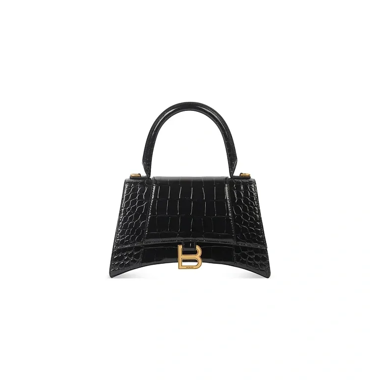 Сумка Hourglass Crocodile Embossed маленького формата Balenciaga Black - фото 1