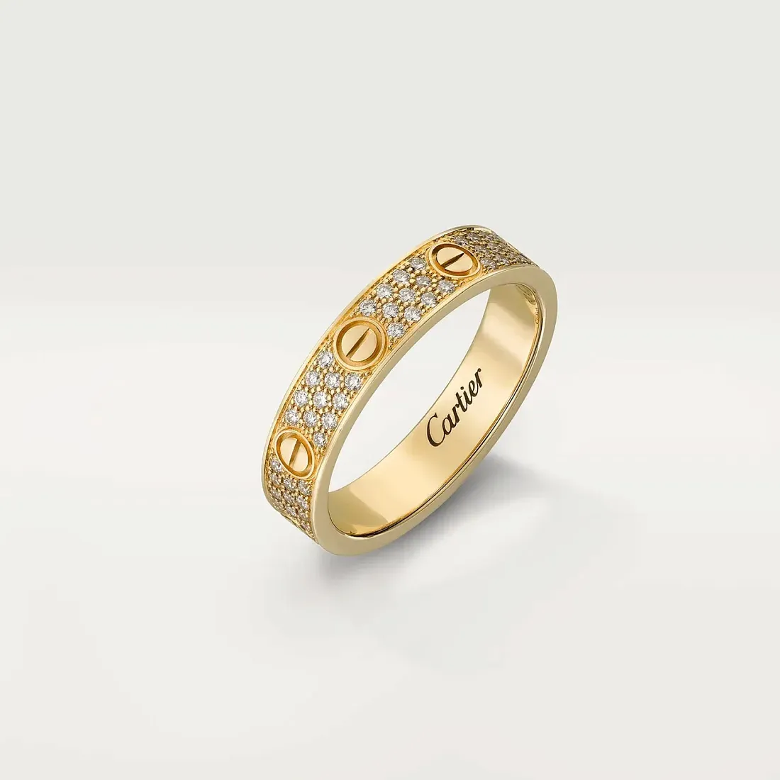 Cartier Обручальное кольцо Love с бриллиантовым паве Yellow Gold - фото 4