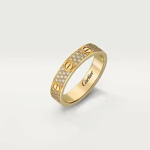 Cartier Обручальное кольцо Love с бриллиантовым паве Yellow Gold - фото 4