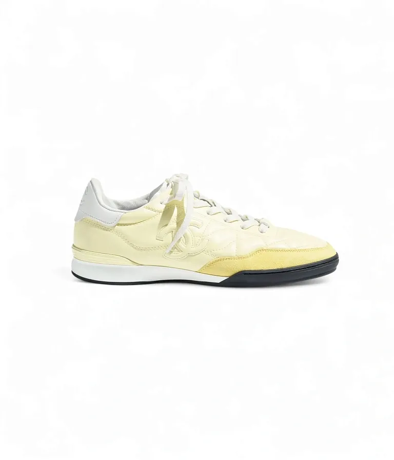 Кожаные кроссовки Chanel Light Yellow /White - фото 1
