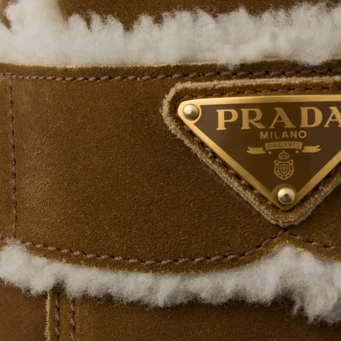 Prada Тапочки из замши теленка и овчины Cinnamon - фото 7