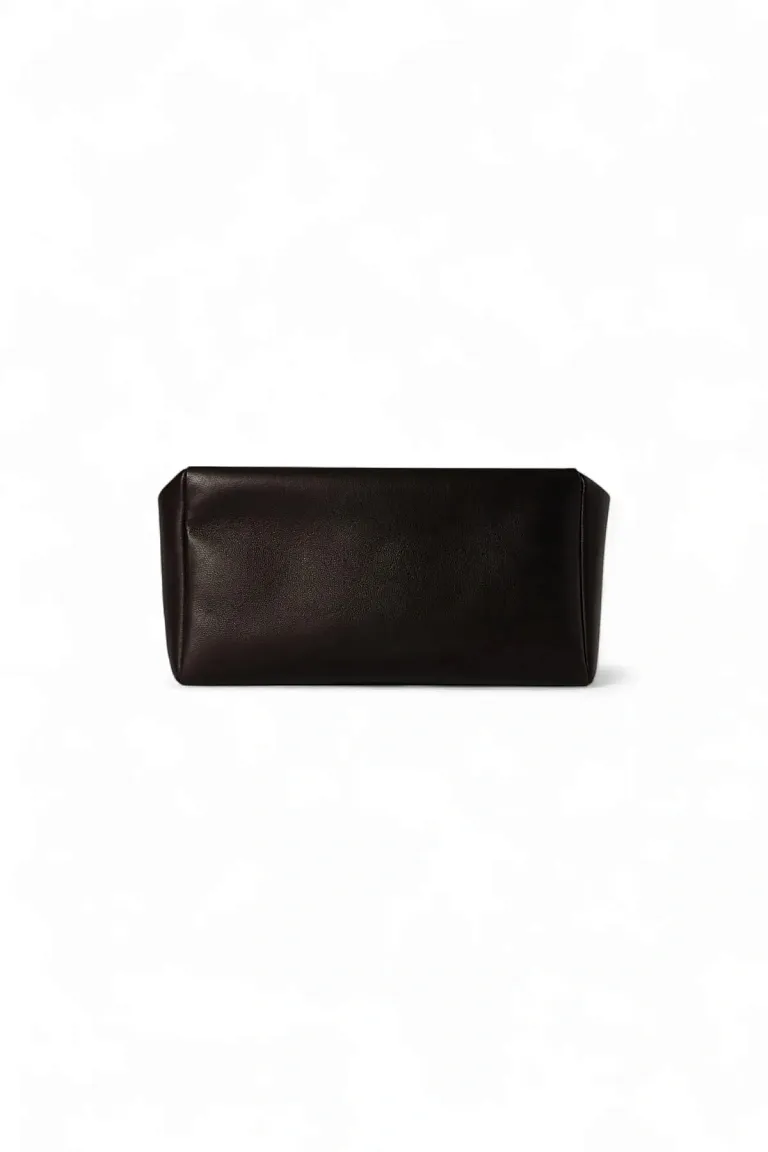 Клатч Compact Square Clutch Burgundy из кожи The Row Dark Brown - фото 1