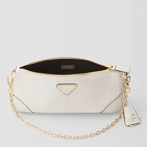 Prada Re-Edition 2002 cредняя кожаная сумка через плечо White - фото 3