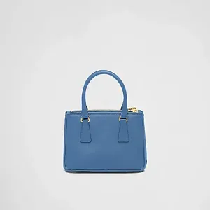 Prada Мини-сумка Galleria из сафьяновой кожи Light Blue - фото 4
