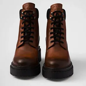 Prada Ботинки из кожи и Re-Nylon Cognac - фото 6