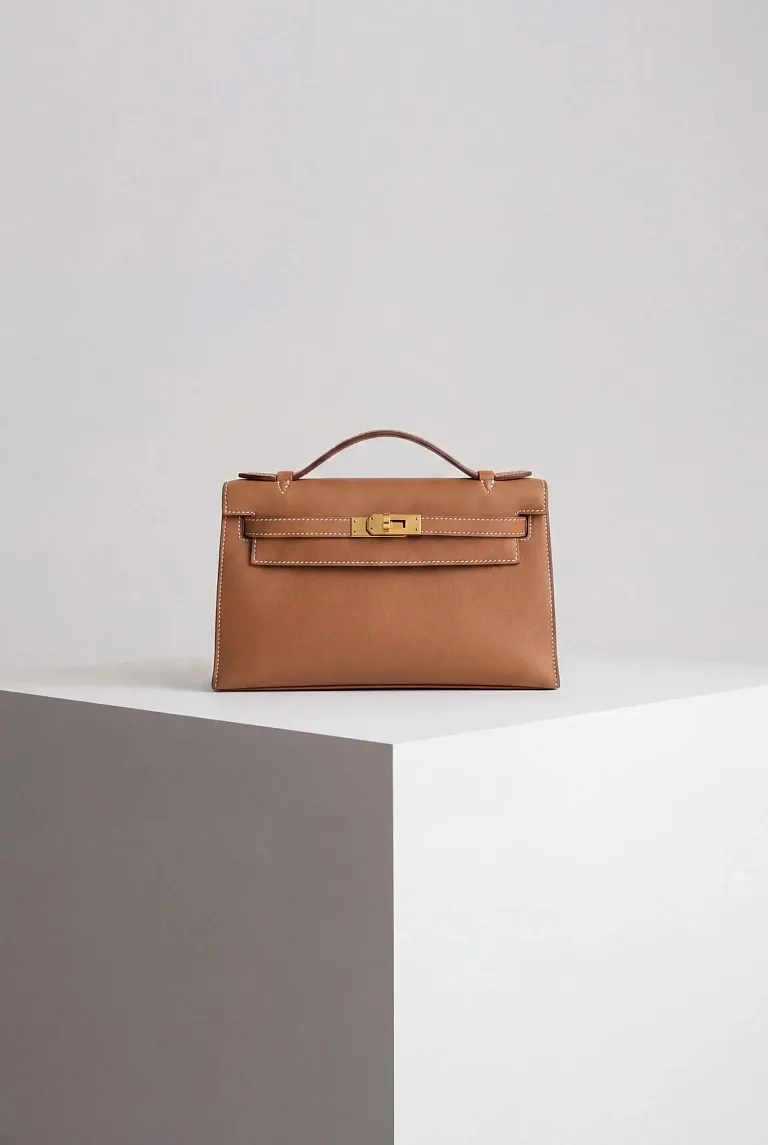 Сумка Hermes Pochette Kelly Mini Gold Swift Gold Hardware - фото 1