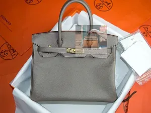 Hermès Сумка Birkin 30 Etain Epsom Gold Hardware - фото 1