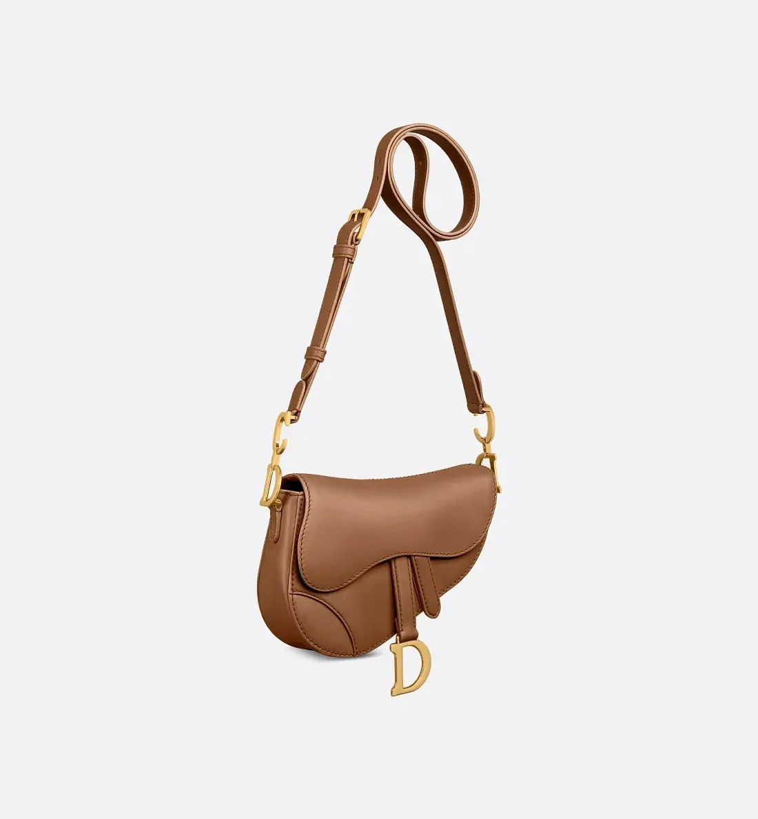 Dior Сумка с ремнем Soft Saddle camel мини-формата - фото 4