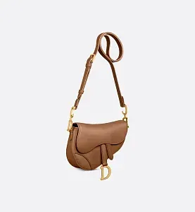 Dior Сумка с ремнем Soft Saddle camel мини-формата - фото 4