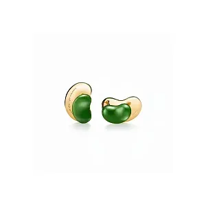 Tiffany & Co. Запонки Elsa Peretti Bean design Cufflinks in Yellow Gold with Green Nephrite Jade - фото 1