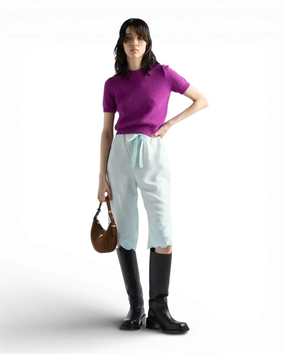 Prada Сумка Arque suede shoulder - фото 2