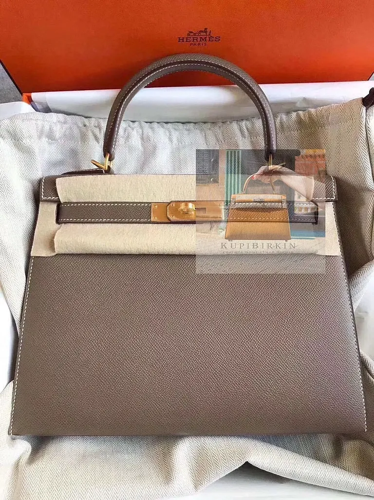 Hermes Kelly 28 Etoupe Epsom Sellier Gold Hardware - фото 1