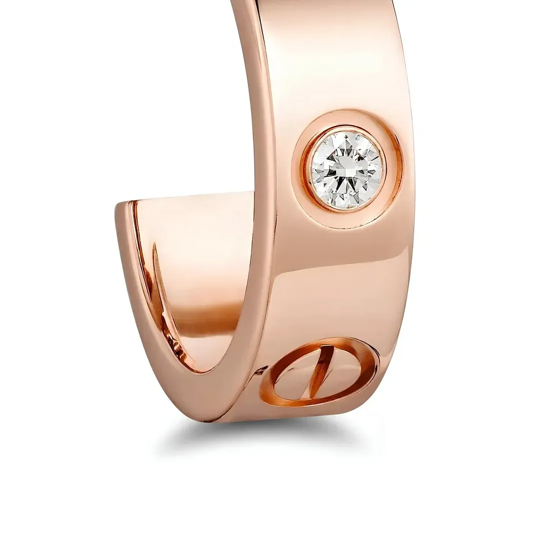 Cartier Серьги Love hoop earrings, classic model, 2 diamonds Rose Gold - фото 4