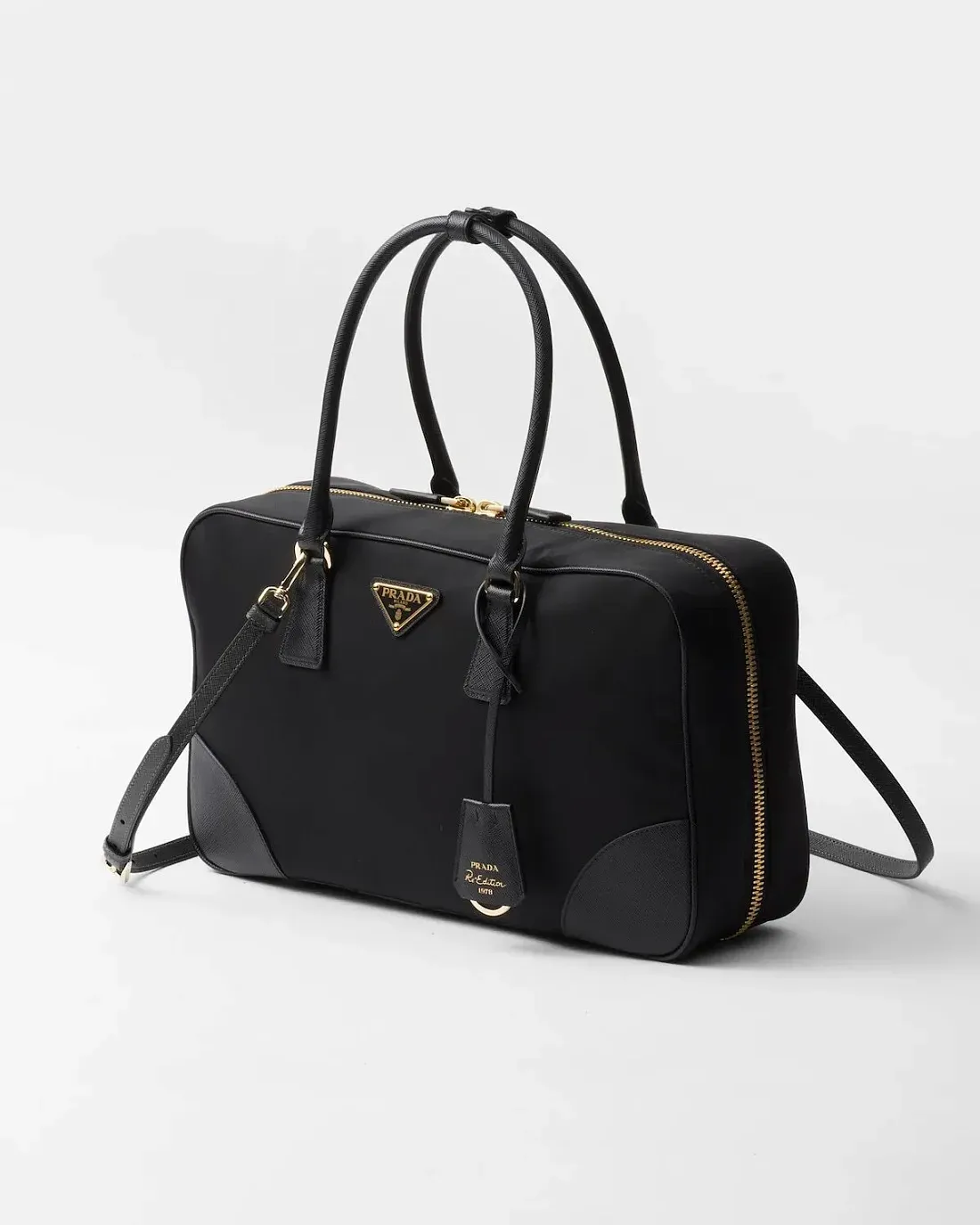 Prada Re-Edition 1978 средняя сумка из нейлона Re-Nylon и кожи Saffiano с двумя ручками Navy - фото 3