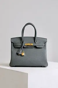 Hermès Сумка Birkin 30 Gris Meyer Togo Gold Hardware - фото 1