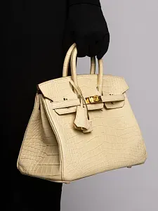 Hermès Cумка Birkin 25 Vanille Alligator Mississippiensis Matt Gold Hardware - фото 2