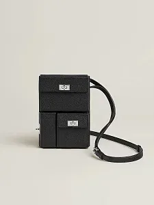 Hermès Сумка Kelly Multipocket To Go Pouch Men Black / Palladium - фото 1