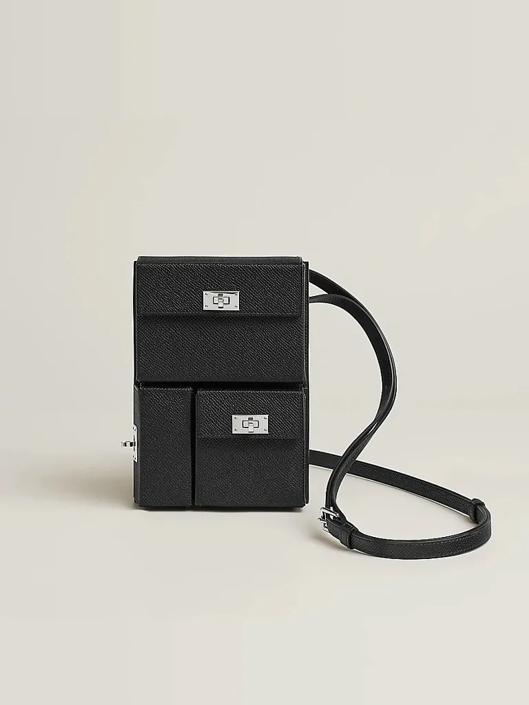 Сумка Hermes Kelly Multipocket To Go Pouch Men Black / Palladium - фото 1