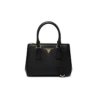 Prada Мини-сумка Galleria из сафьяновой кожи Black - фото 1